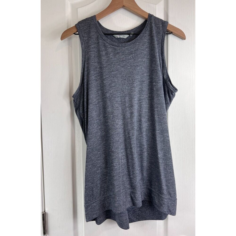 Athleta Women's Activewear Tank Top Twist Back Gray Polyester Rayon Size L